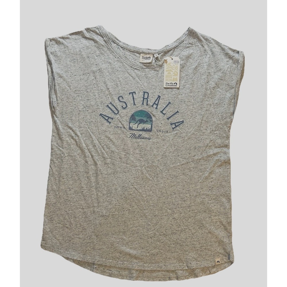 Australia NEW Women's Large Grey T-Shirt - Round Neck Sleeveless NWT Melbourne